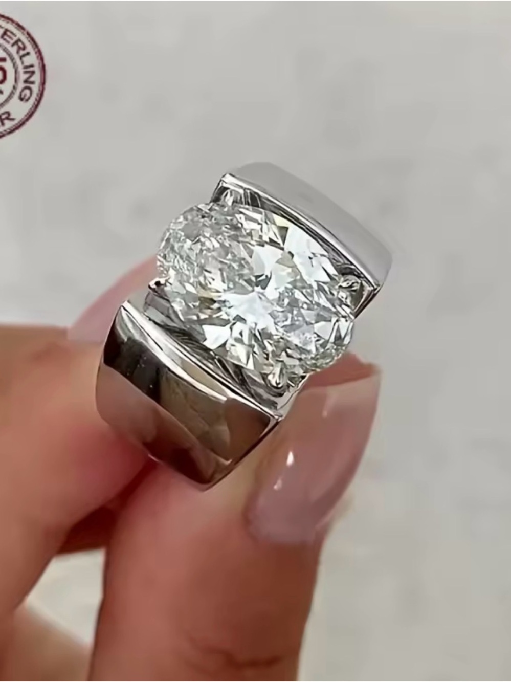 NWT-Sterling Silver 3.5 Oval CZ Statement Ring